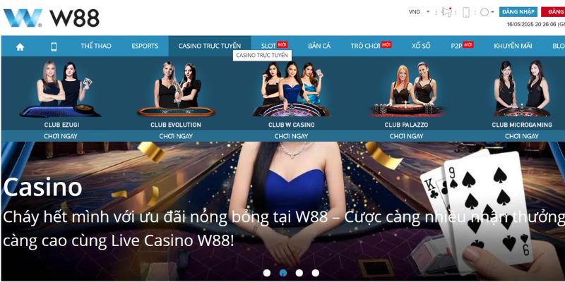 Bạn cần chọn vào mục Casino trực tuyến