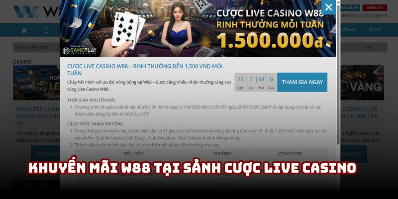 Khuyến mãi W88 tại sảnh cược Live Casino Khuyến mãi W88 tại sảnh cược Live Casino