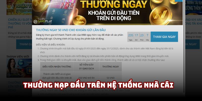 Thưởng nạp đầu trên hệ thống nhà cái Thưởng nạp đầu trên hệ thống nhà cái